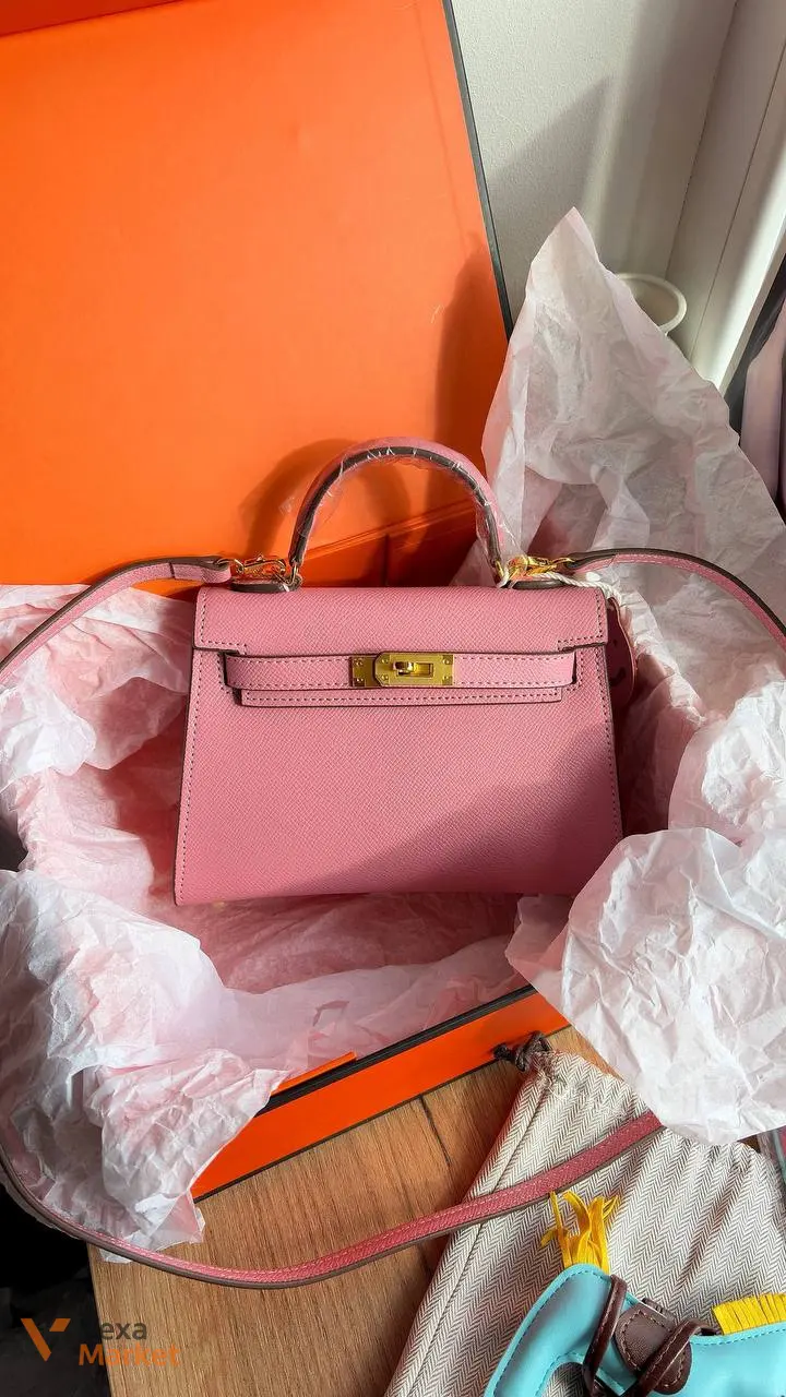 Hermes Kelly 20 розовая кожаная сумка — фото 4