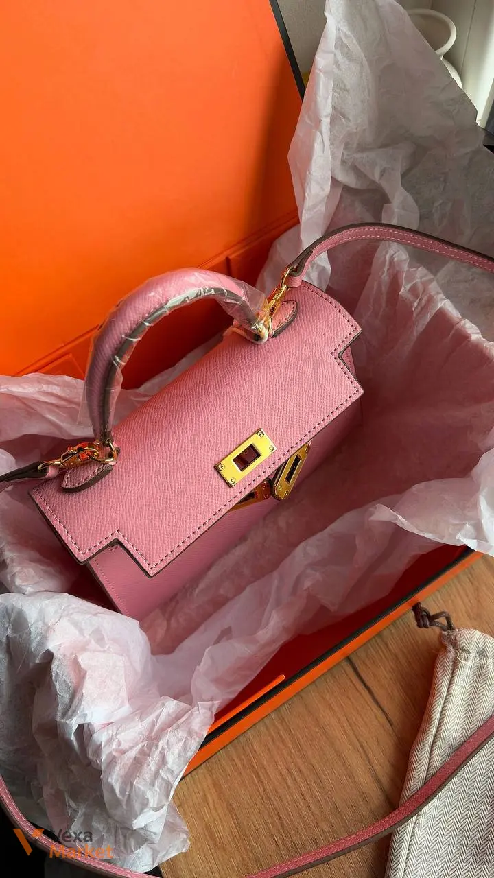Hermes Kelly 20 розовая кожаная сумка — фото 5