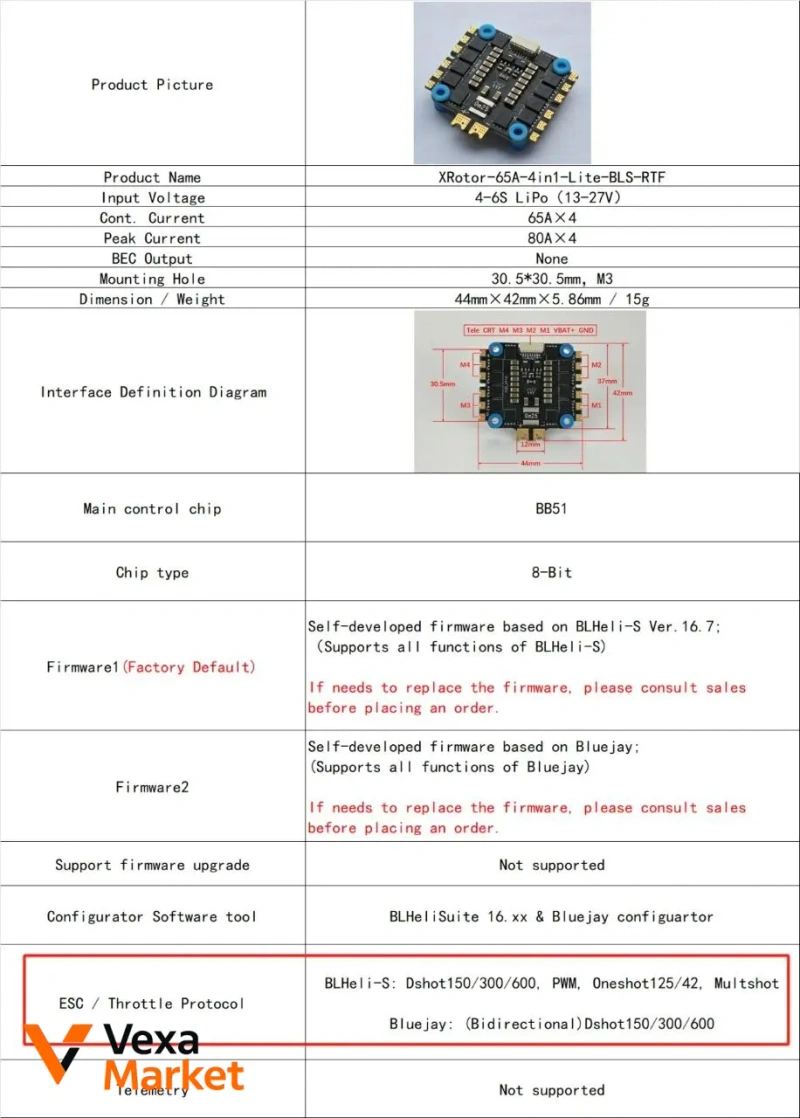 HOBBYWING F7-FC-Lite V3 3-8s контролер польоту + XRotor-65A-4in1-Lite-BLS-RTF ESC — фото 3