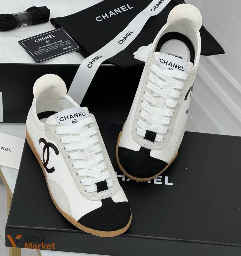 Кросівки Chanel жіночі білі з чорним