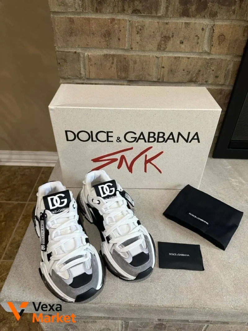 Кросівки Dolce & Gabbana білі з чорними вставками — фото 2