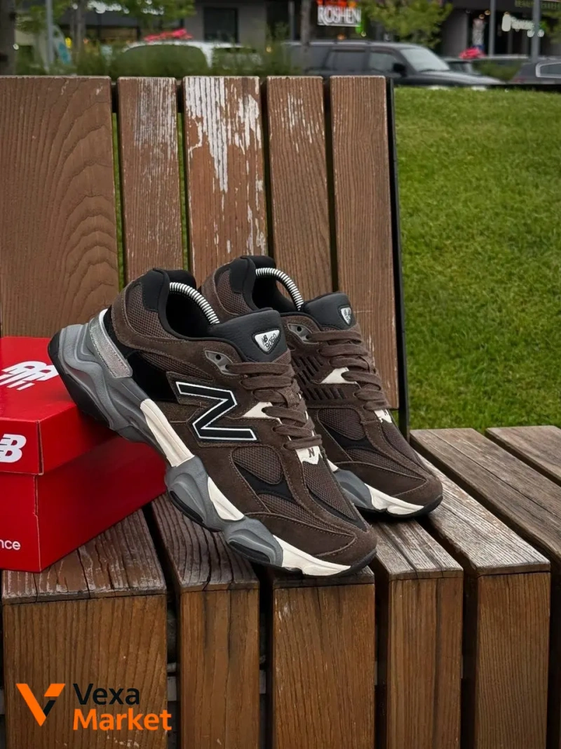 Кросівки New Balance 9060 коричневі натуральна замша та сітка — фото 2