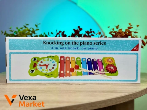 Ксилофон детский музыкальный с часами и шестернями