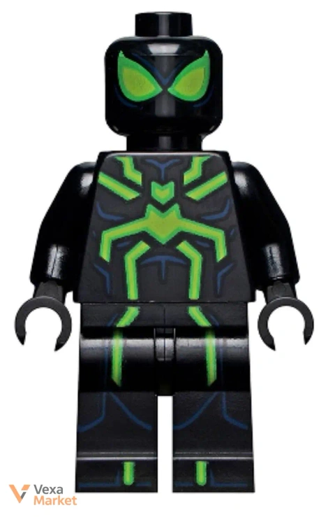 LEGO Минифигурка Человек-паук в черном костюме с зелеными элементами
