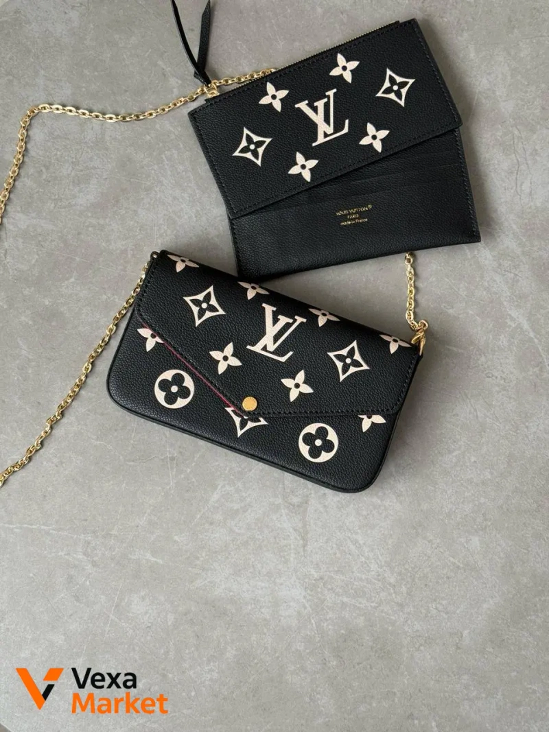 Louis Vuitton Félicie Pochette Bag Black/Beige — фото 4