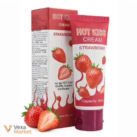 Лубрикант Hot Kiss Cream Strawberry на водной основе, 50 мл