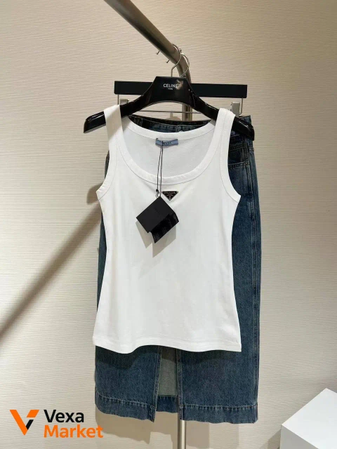 Майка Prada біла S 100% бавовна