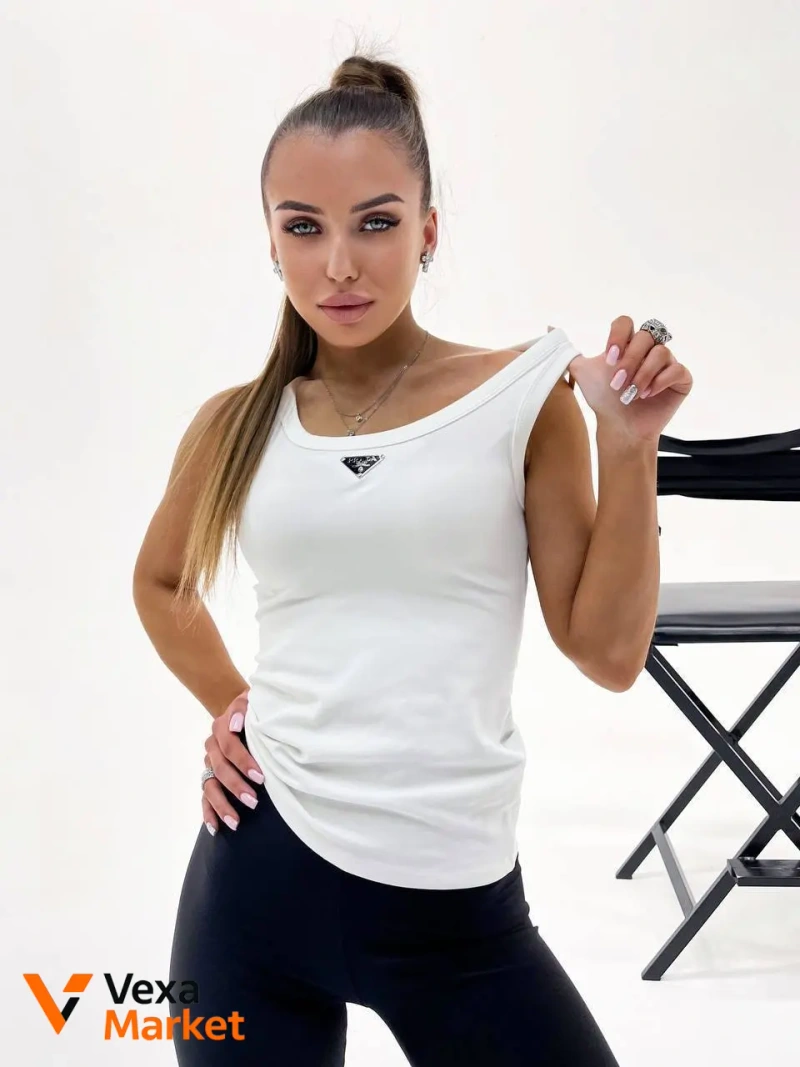 Майка Prada біла S 100% бавовна — фото 2