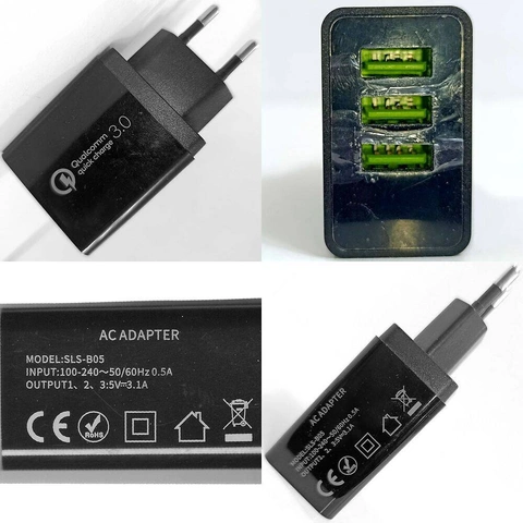 Мережевий ЗУ Qualcomm Quick Charge 3.0 3хUSB 5V 3.1A. На запчастини!