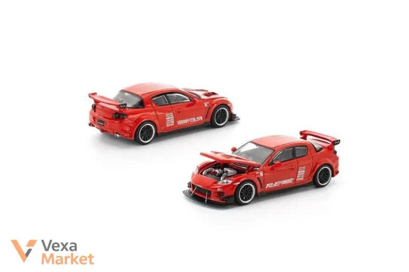 Модель автомобіля Nissan Skyline GT-R R33 NISMO 400R Champion Blue Enigma Exclusive та Mazda RX-8 RE-AMEMIYA Red Enigma Exclusive, масштаб 1:64 — фото 2