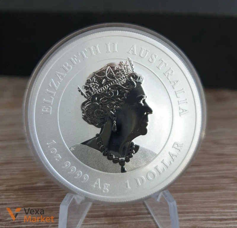Монета "Рік Бика" 1 oz 9999 Ag Elizabeth II Australia 2021 — фото 2