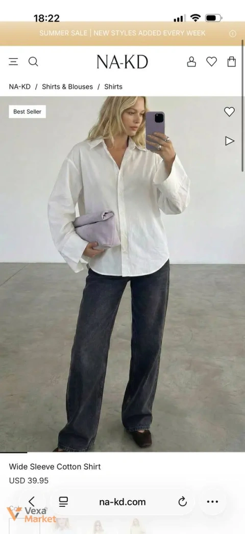 NA-KD White Cotton Shirt Size M (38)