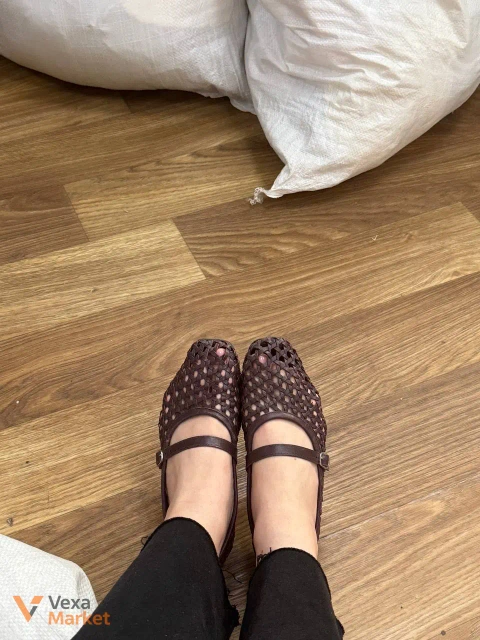 NA-KD Woven Leather Ballerinas