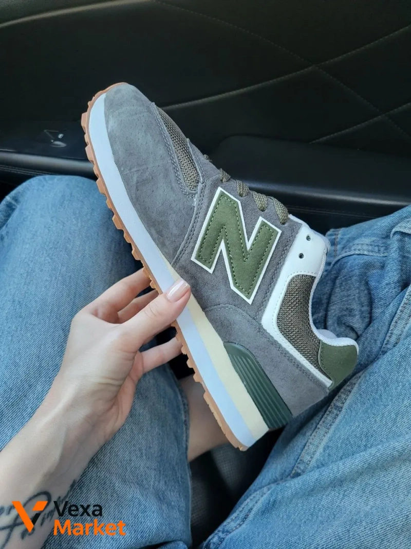 New Balance 574 Grey Green Замша Вьетнам — фото 2