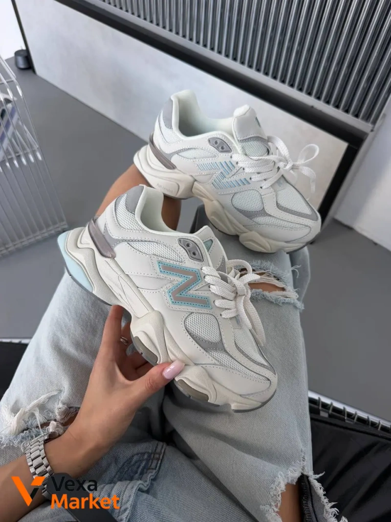 New Balance 9060 Raincloud Quarry White шкіра — фото 3