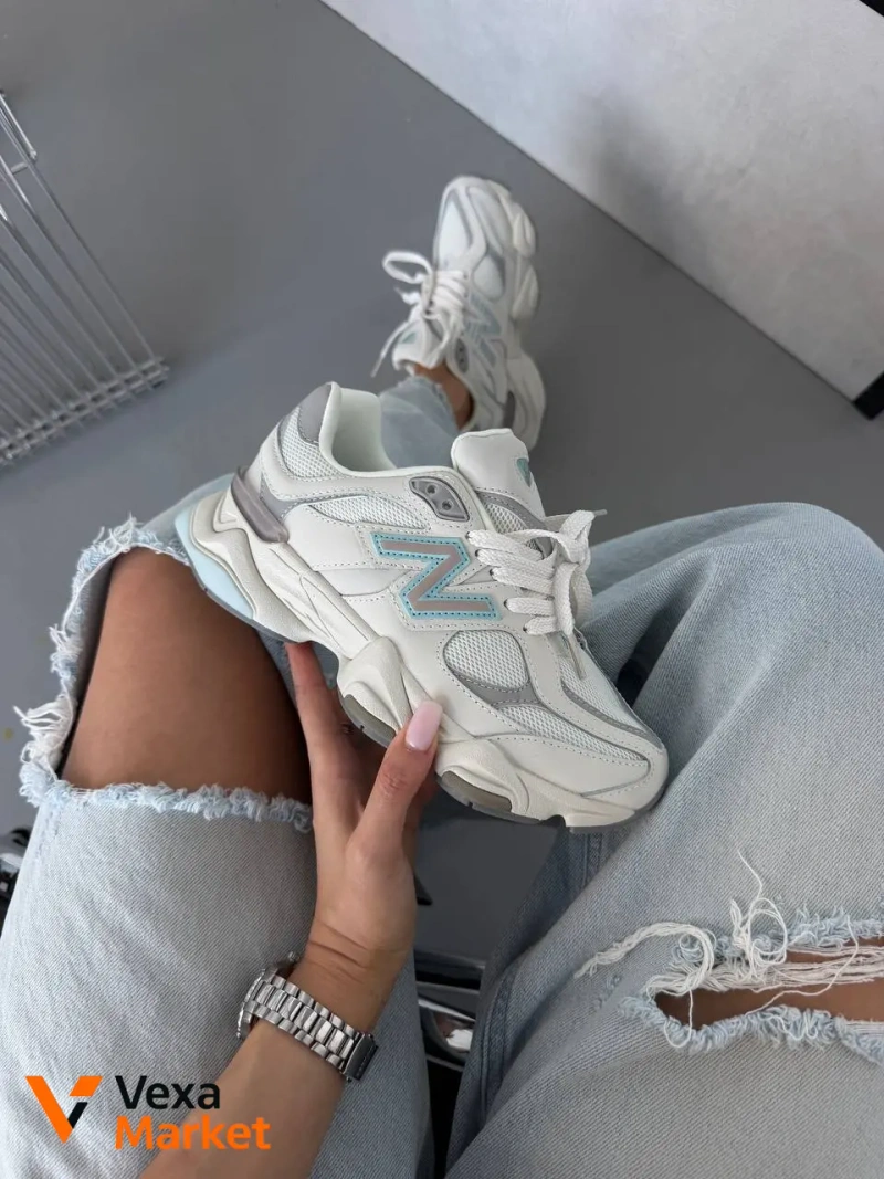 New Balance 9060 Raincloud Quarry White шкіра — фото 4