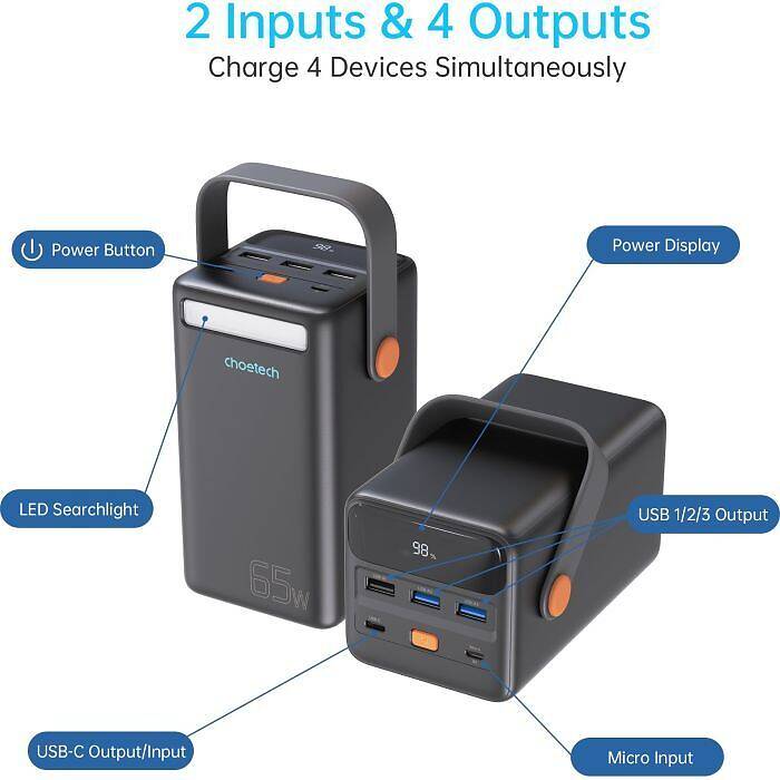 Павер банк УМБ Choetech 50000mAh PD+QC 65W Power Bank Choetech 50000mAh PD+QC 65W — фото 4