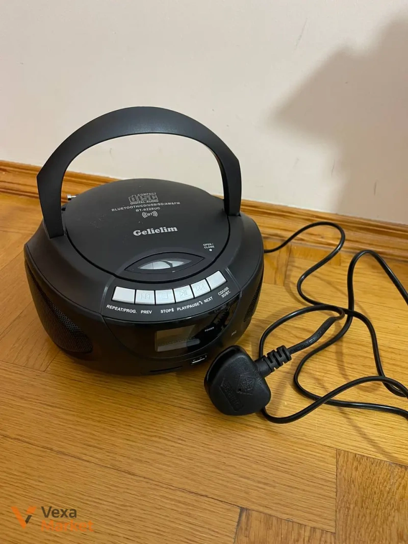 Портативный CD-проигрыватель Gelielim Boombox Bluetooth AM/FM радио USB SD AUX — фото 2
