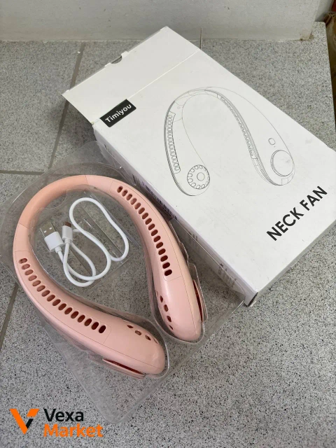 Портативный вентилятор для шеи Timiyou Neck Fan, 3 скорости, розовый/белый