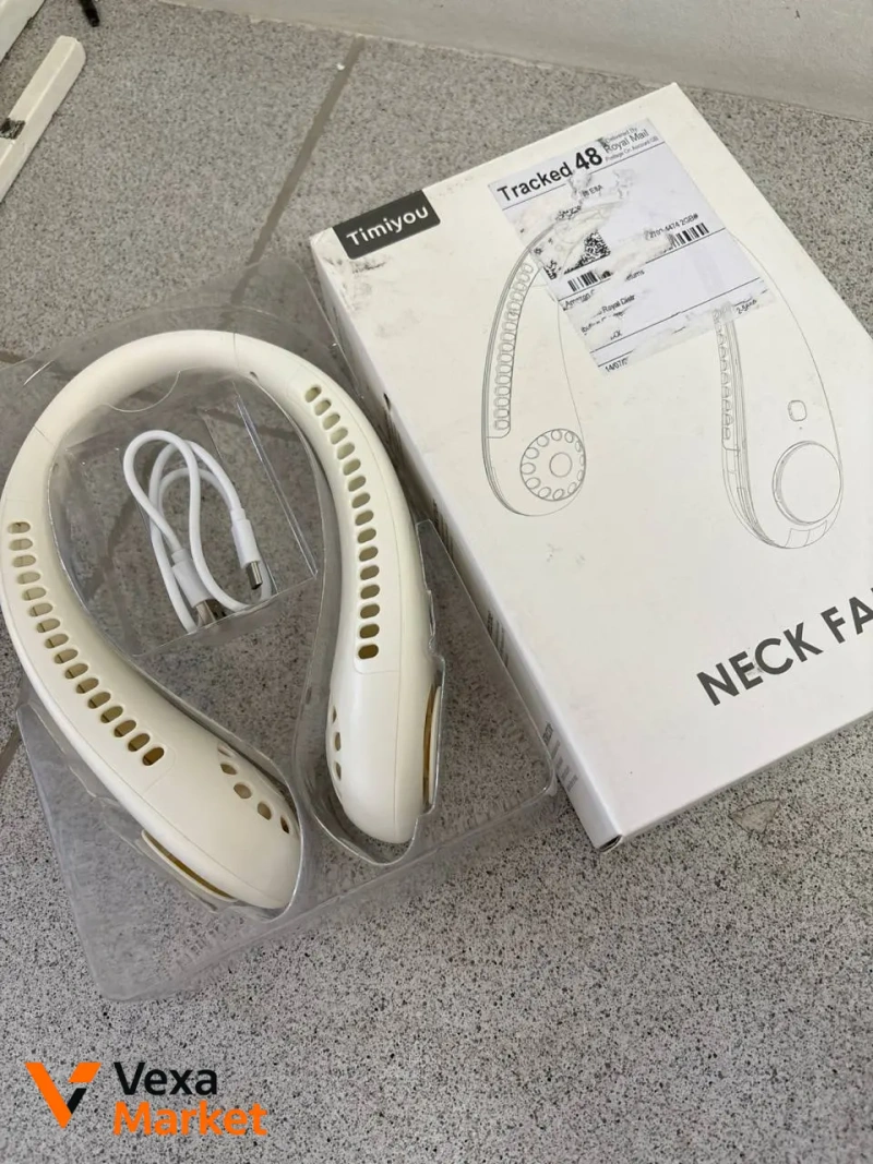 Портативный вентилятор для шеи Timiyou Neck Fan, 3 скорости, розовый/белый — фото 2