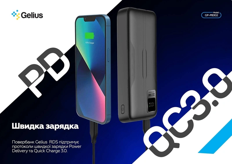 Повербанк Gelius RDS 20000mAh 22.5W(QC/PD) Black 1 шт. — фото 3