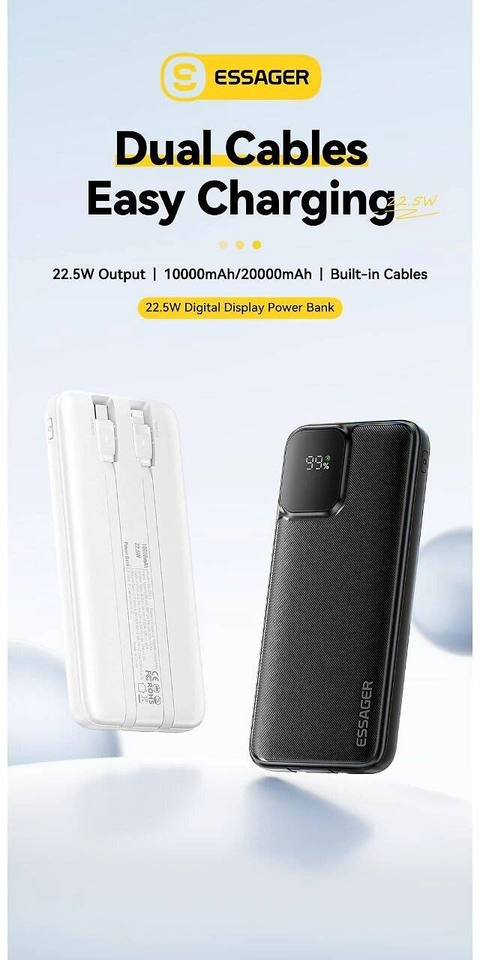 Power bank 10000 mAh 22.5W Essager Білий