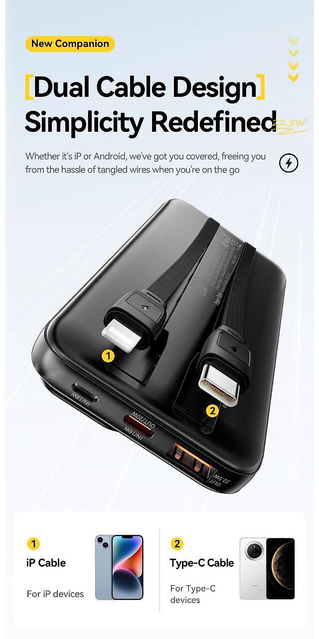 Power bank 10000 mAh 22.5W Essager Білий — фото 7