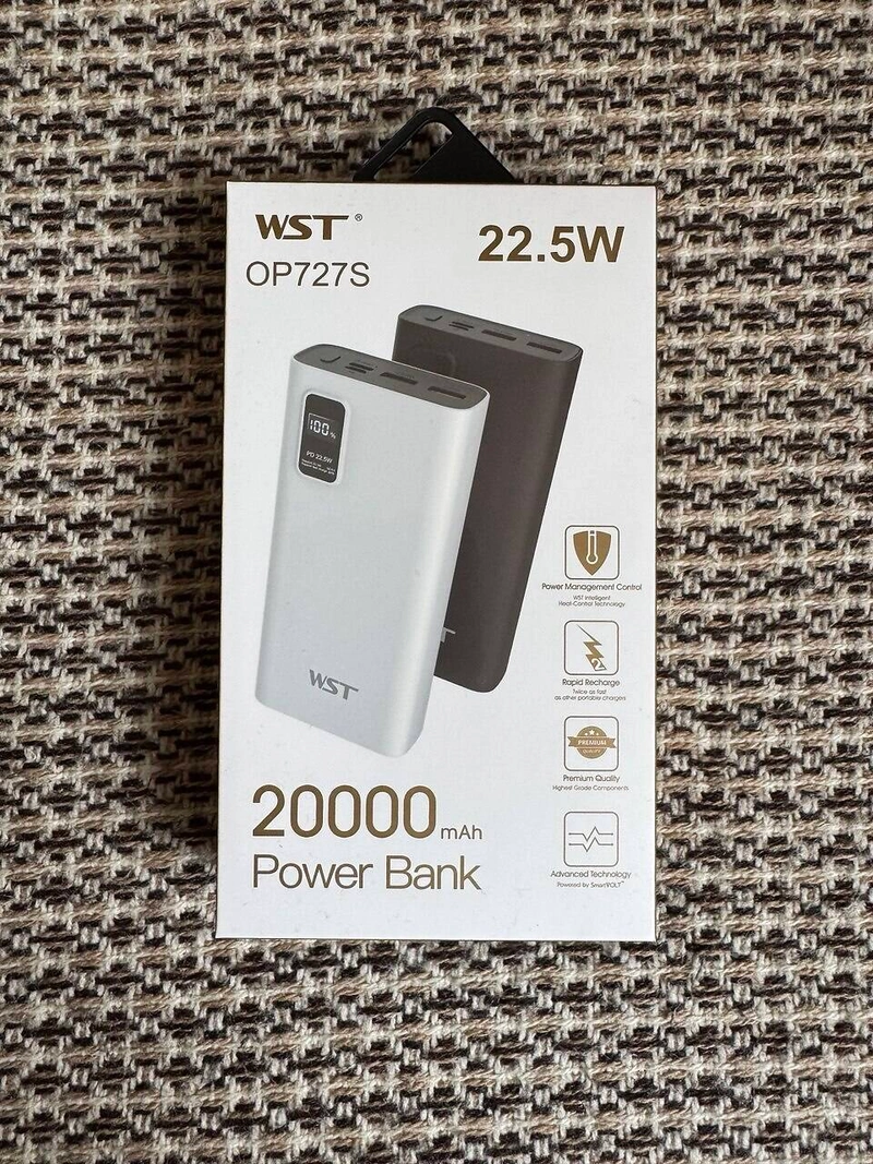 Power Bank WST OP727S 20000 mAh 22.5W Fast Charge (USB + Type-C, дисплей)