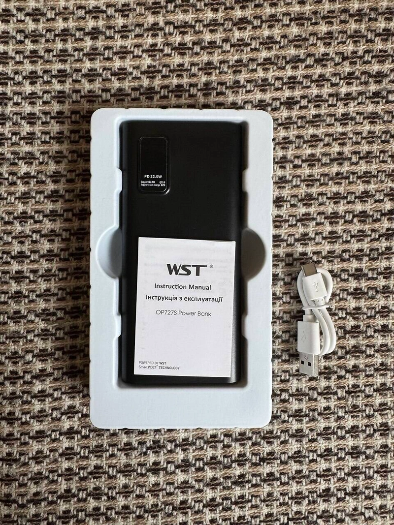 Power Bank WST OP727S 20000 mAh 22.5W Fast Charge (USB + Type-C, дисплей) — фото 3