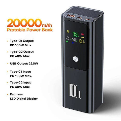 PowerBank для ноутбука 20000mAh 100W PD QOOVI