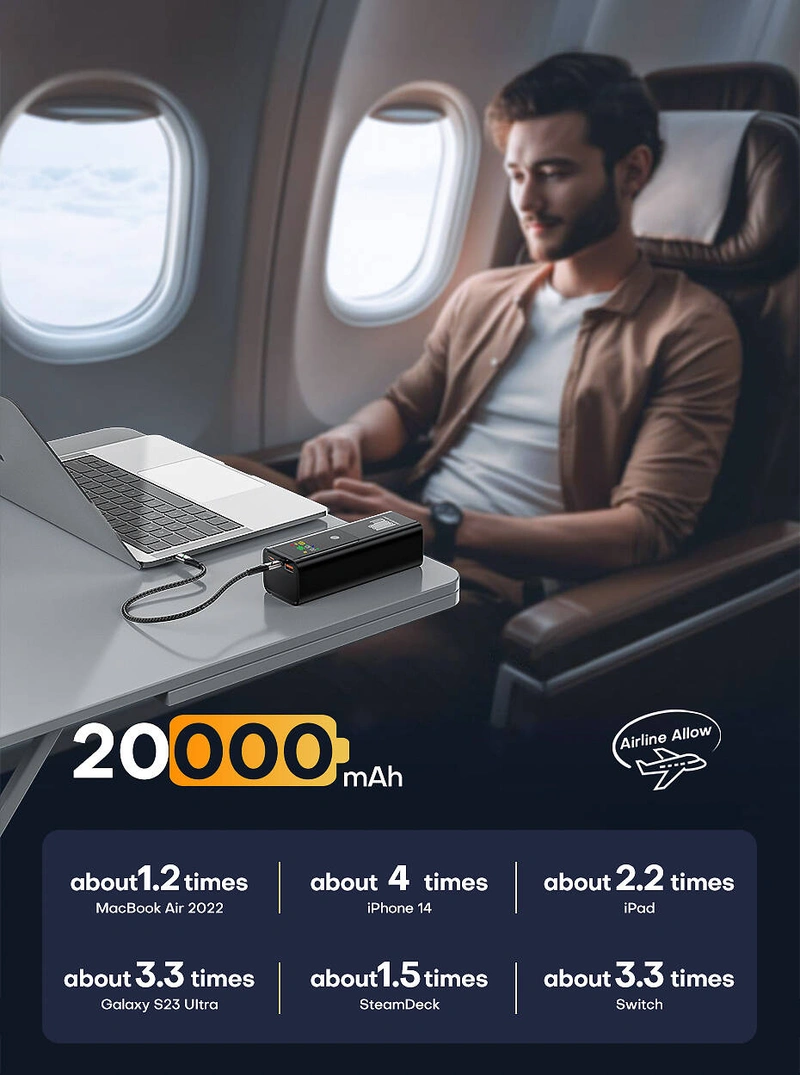 PowerBank для ноутбука 20000mAh 100W PD QOOVI — фото 6