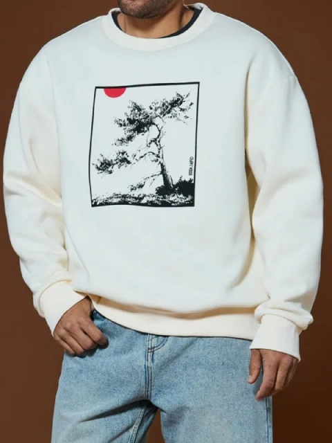 Світшот чоловічий кремовий Oversize японський стиль L