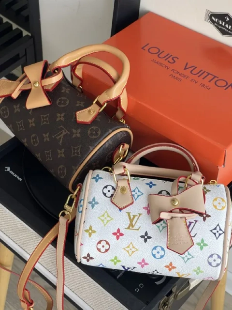 Сумка Louis Vuitton Nano Speedy еко-шкіра біла монограм