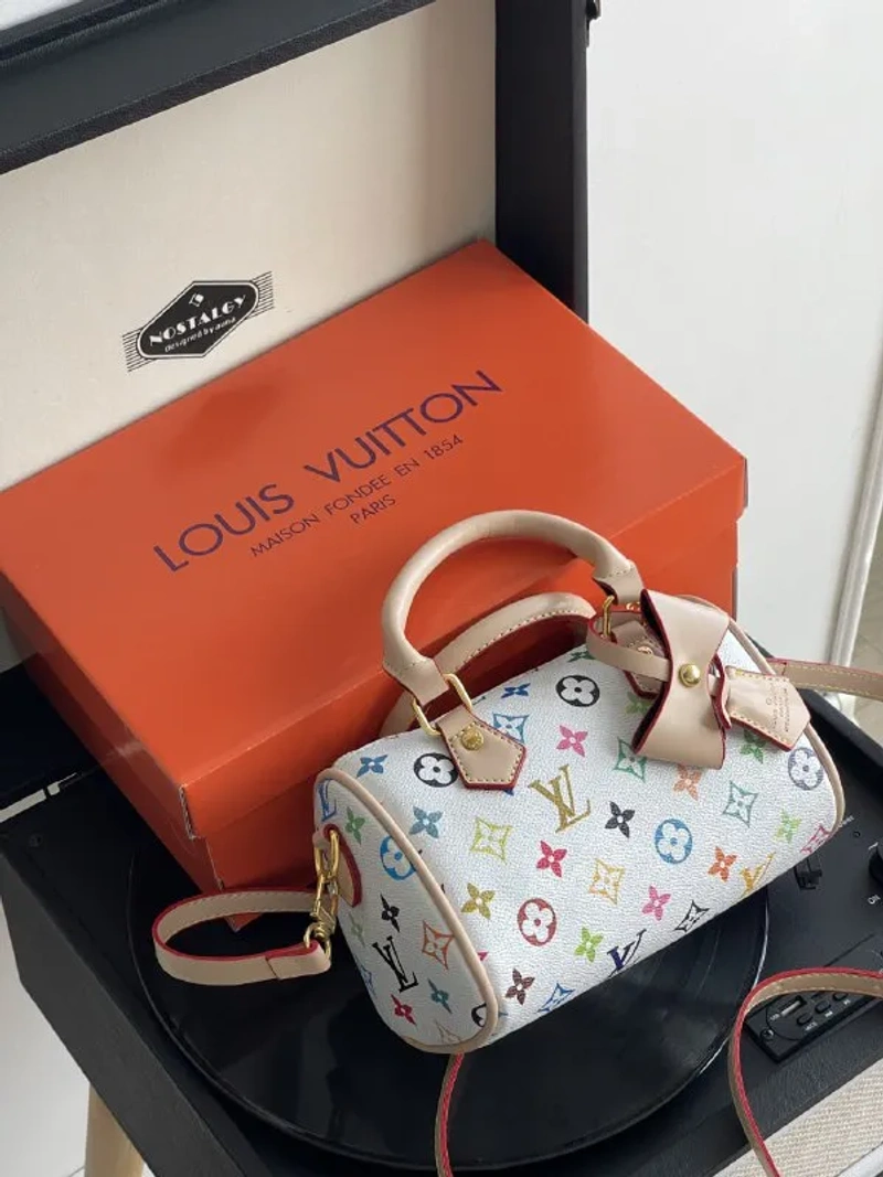 Сумка Louis Vuitton Nano Speedy еко-шкіра біла монограм — фото 2