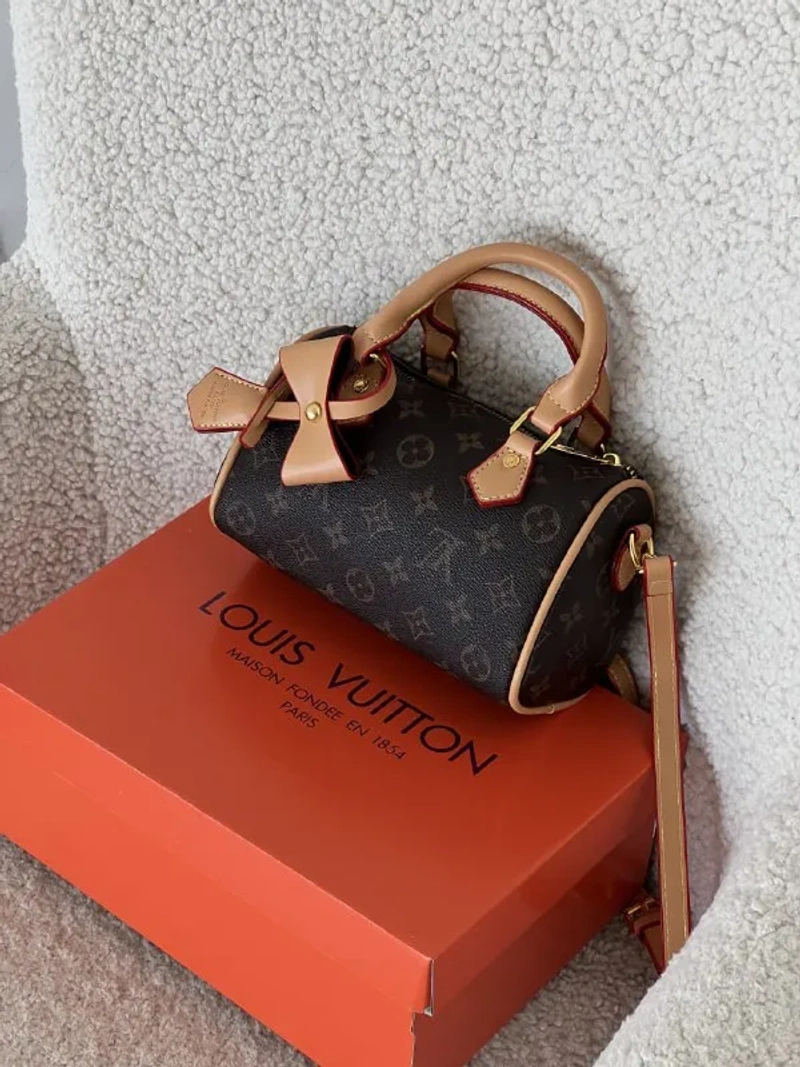 Сумка Louis Vuitton Nano Speedy еко-шкіра біла монограм — фото 3