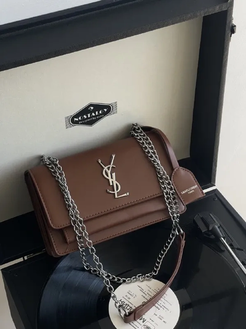 Жіноча сумочка клатч Saint Laurent гладка чорний — фото 3