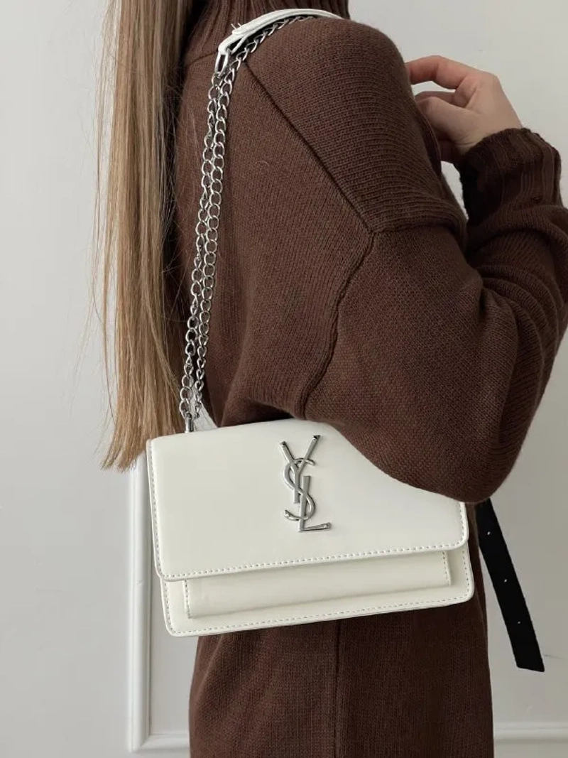 Жіноча сумочка клатч Saint Laurent гладка чорний — фото 7