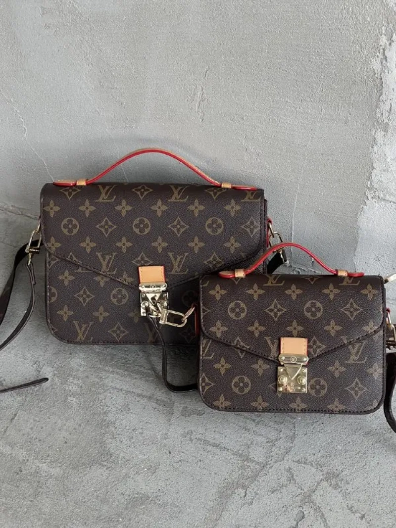 Сумка Louis Vuitton Pochette LUX Medium/Small коричневий+беж. — фото 5