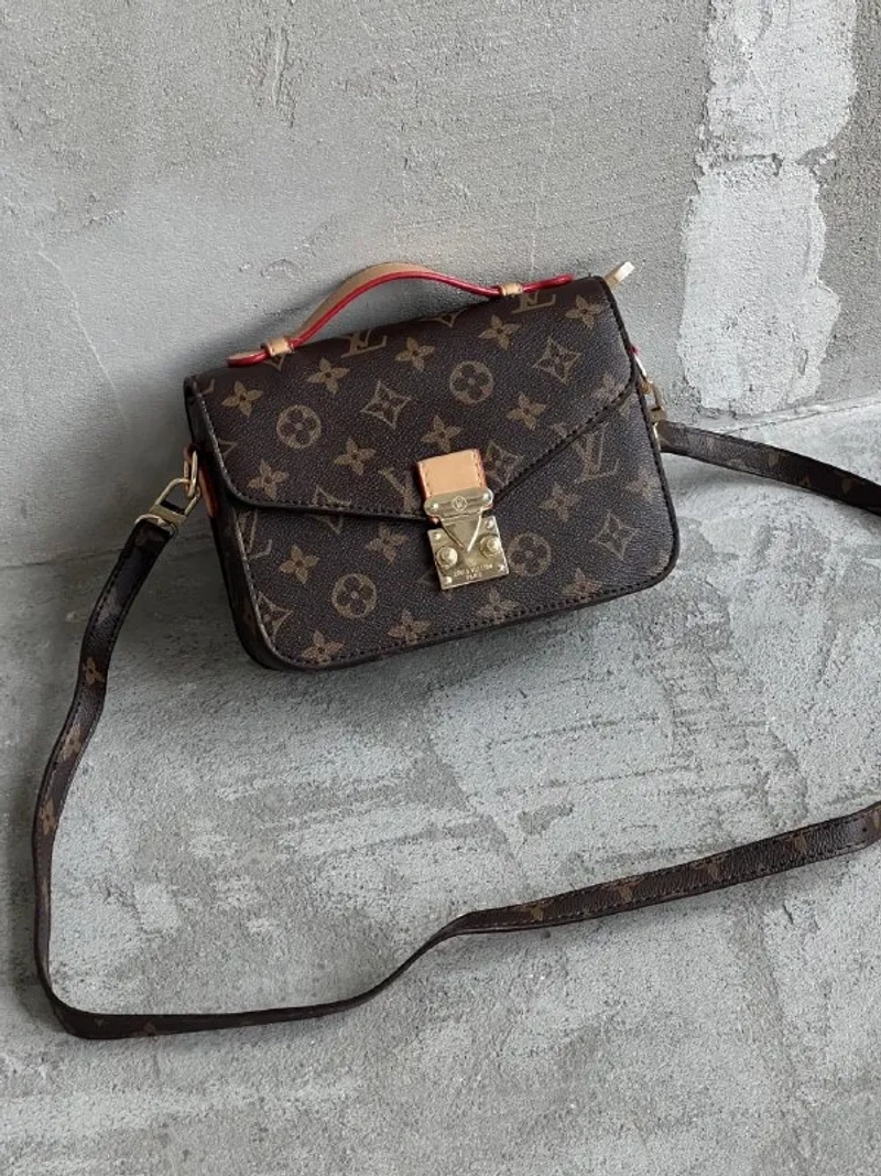 Сумка Louis Vuitton Pochette LUX Medium/Small коричневий+беж. — фото 6