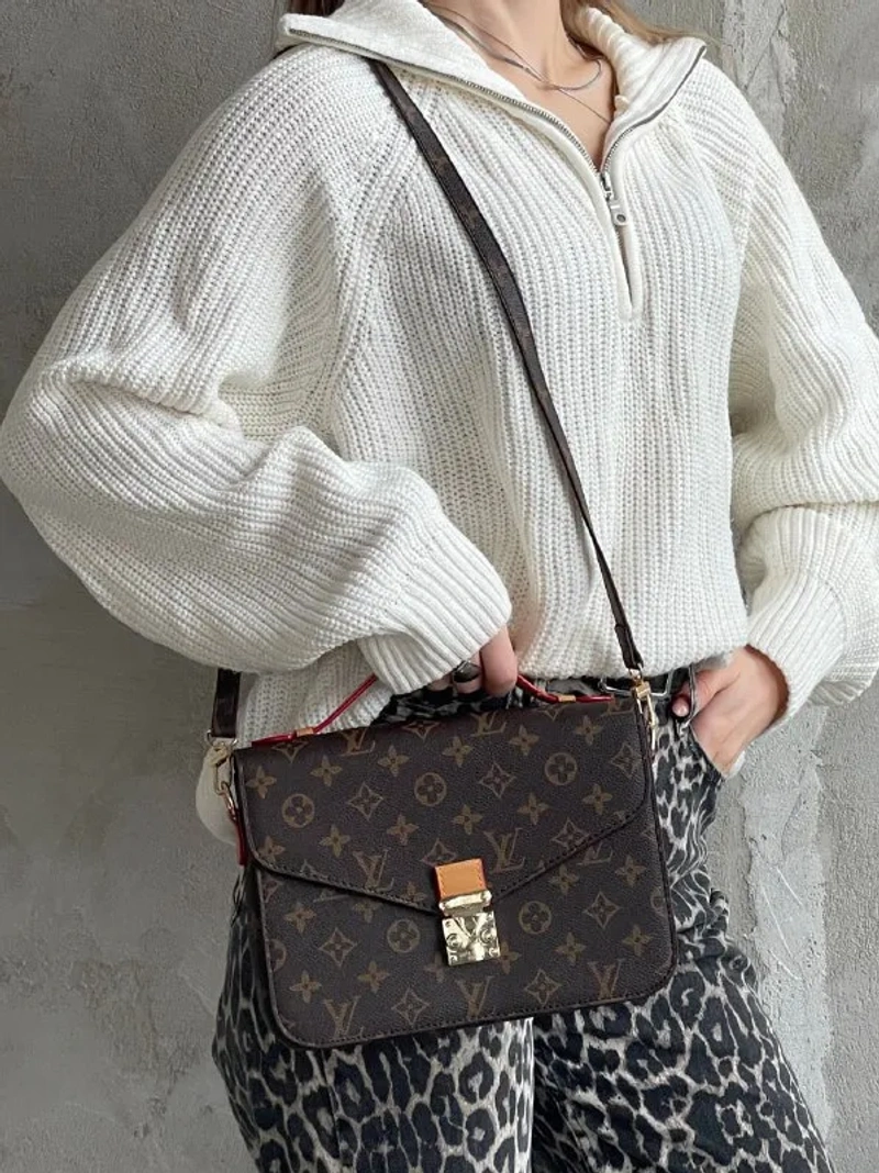 Сумка Louis Vuitton Pochette LUX Medium/Small коричневий+беж. — фото 7