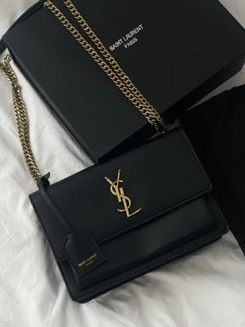 Saint Laurent Sunset Medium Shoulder Bag шкіра гладка золотиста фурнітура