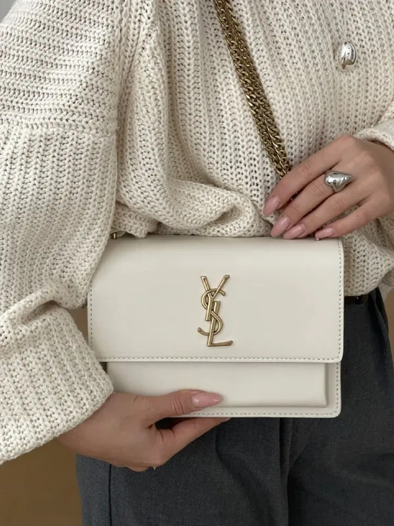 Saint Laurent Sunset Medium Shoulder Bag шкіра гладка золотиста фурнітура — фото 2