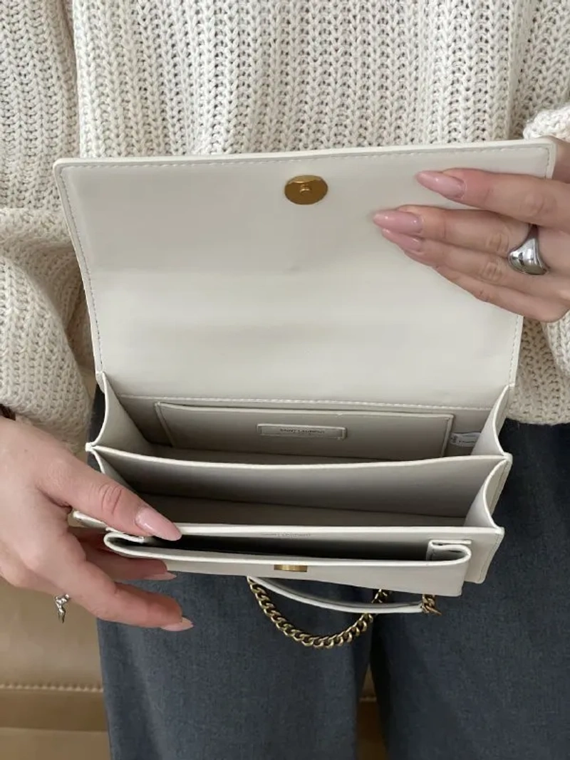 Saint Laurent Sunset Medium Shoulder Bag шкіра гладка золотиста фурнітура — фото 6