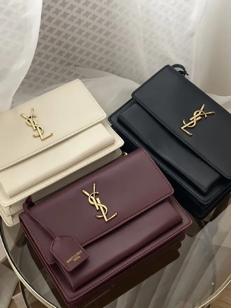 Saint Laurent Sunset Medium Shoulder Bag шкіра гладка золотиста фурнітура — фото 7