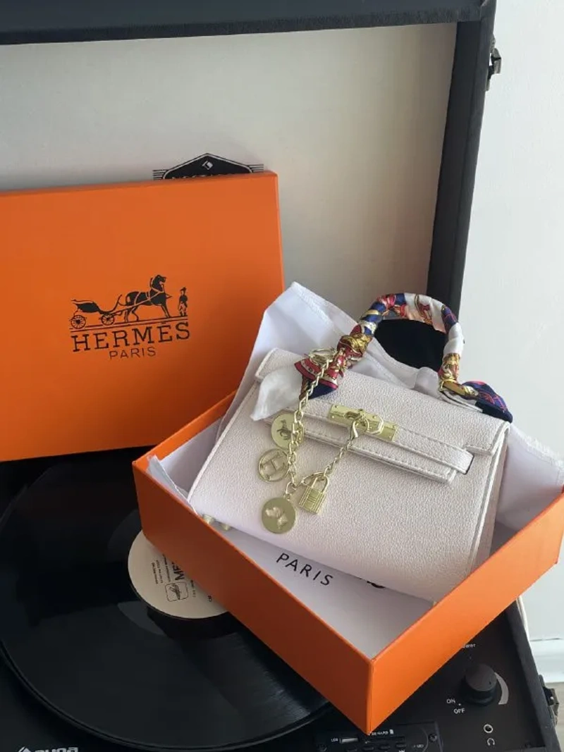 Сумка Hermes Kelly чорна еко-шкіра 20*15*7см — фото 4