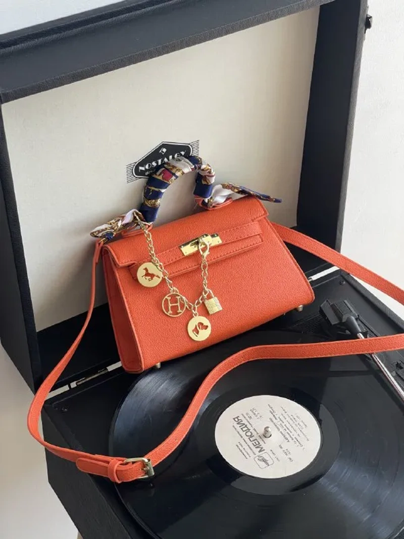Сумка Hermes Kelly чорна еко-шкіра 20*15*7см — фото 5