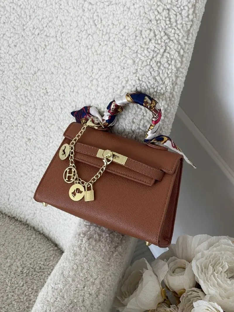 Сумка Hermes Kelly чорна еко-шкіра 20*15*7см — фото 7