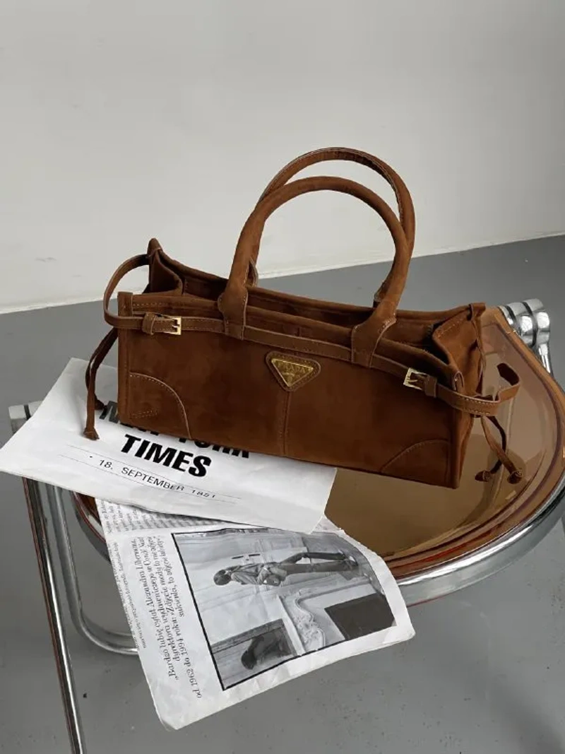 Сумка Prada Medium Suede Tote Bag чорний 20558-1 — фото 4