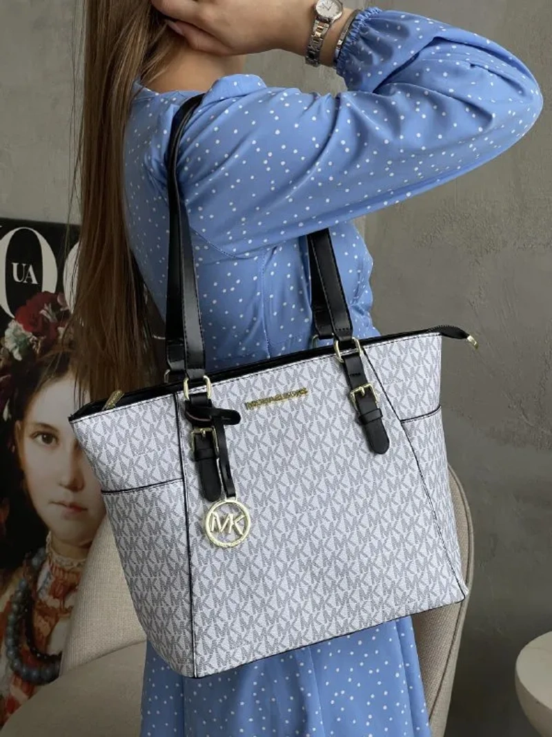 Michael Kors Charlotte Top Zip Tote Shoulder Bag чорний 20220-1 — фото 8