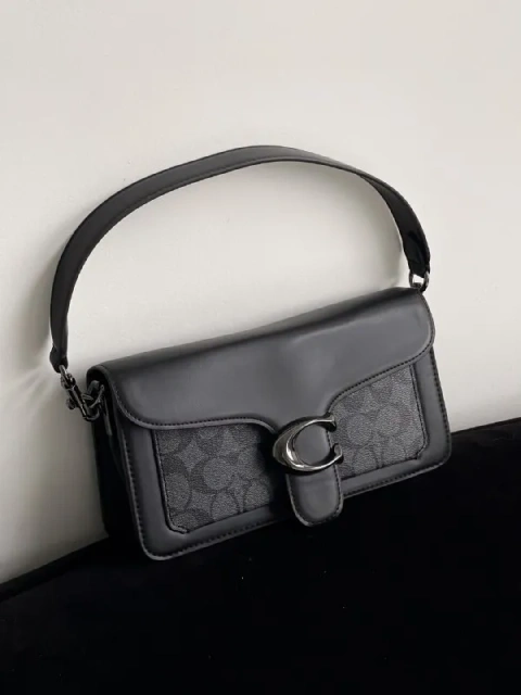 Сумка Coach Tabby Premium чорно-сірий гладкий